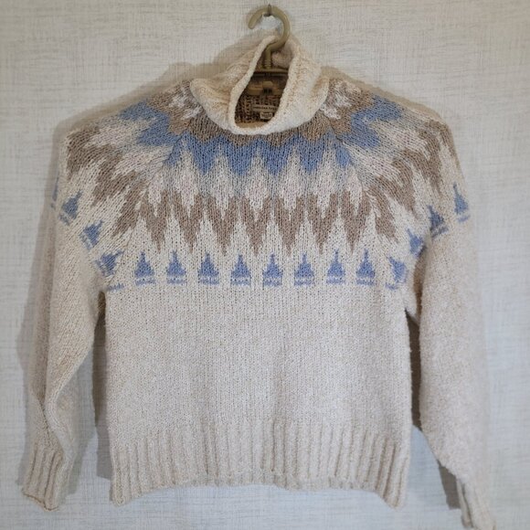 American Eagle Outfitters Sweaters - American Eagle Sweater Womens Small Ivory Turtle Mock Neck Soft Knit Aztec Top